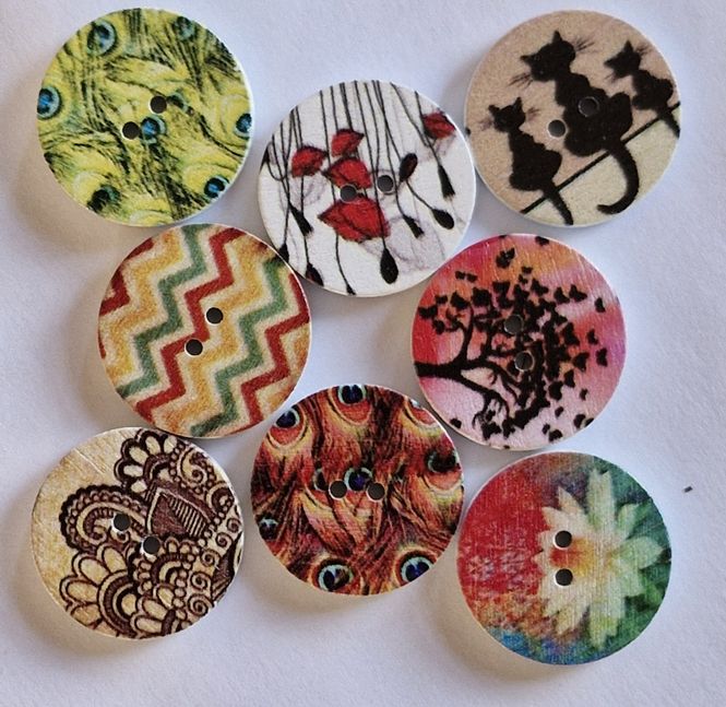 Hovedbilde Boho Chic. Knapper med ass. motiv 20 mm